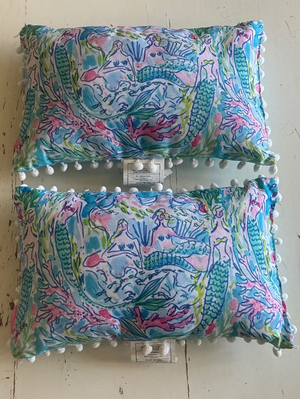 2 Pulitzer Pillow Gypsea Mermaid Pom Pom pillows